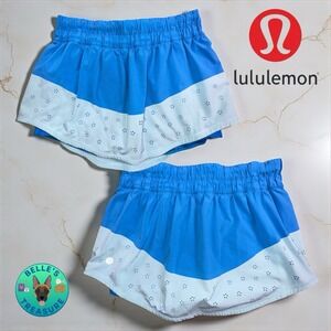 Lululemon‎ Run Breeze By Skirt Womens 6 Tennis Skort Blue Laser Cut Flowers RARE